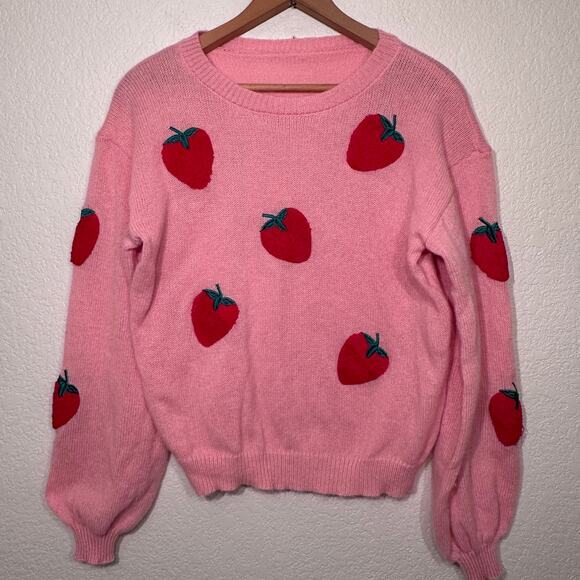 Strawberrry Sweater Unbranded Women’s Large‎ Pink - Picture 2 of 9
